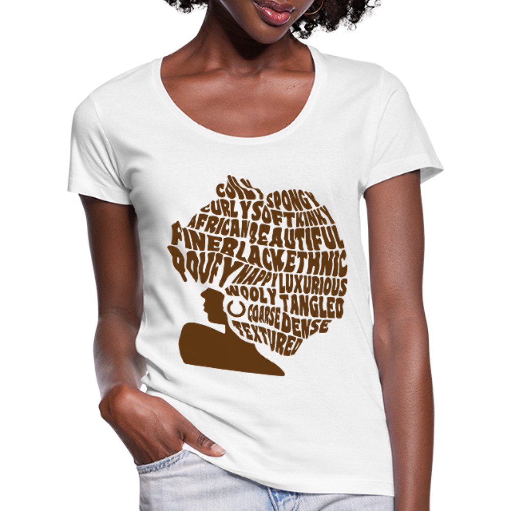STRENGTH IN WORDS- AFRO TEXTURE Womens T shirt - white